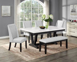 1pc Transitional Modern Formal Dining Table White Genuine Marble Rectangular Table Top Trestle Base B011P196941