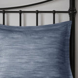 7 Piece Printed Seersucker Comforter Set Navy Queen B03597178