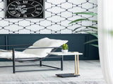 12.5x12x22" Aluminum and Marble C-Shaped Side Table, White/Gold/Black, Artistic Accent Table for W2078P169960