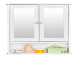 Double Door Mirror Indoor Bathroom Wall Mounted Cabinet Shelf White 19361616