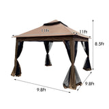 Outdoor 11x 11Ft Pop Up Gazebo Canopy With Removable Zipper Netting,2-Tier Soft Top Event W419104362