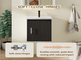 16" Floating Bathroom Vanity, Wall Mounted Plywood Cabinet with Ceramic Sink & Soft-Close Doors for B2775P510784