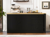 89.7''Wooden Sideboard with Extendable Table,Multifunctional Storage Cabinet with 2 Doors N711P334768O