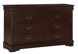 1pc Cherry Finish Six Drawers Louis Philip Dresser Solid Wood Contemporary Sleek Ample Storage B011P170033