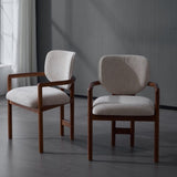 Dining Chairs Set of 2 Upholstered Arm Chairs, Rubber Wood Accent Chairs Beige Fabric Seating, 300 57088865