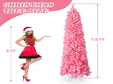 7.5 FT Hinged Christmas Tree, Artificial Pencil Christmas Tree, Unlit Artificial Christmas Pine Tree 28017987
