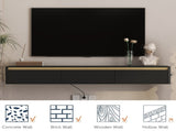 Floating TV Stand,Wall Mounted TV Shelf with Led Lights & Power Outlet,Fluted TV Cabinet for tv W1321P462645