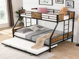 Twin Over FULL Metal Bunk Bed with Trundle 2 - Side Ladder and Full-Length Guardrail, No Box Spring W311133419