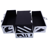 ZNTS SM-2176 Aluminum Makeup Train Case Jewelry Box Cosmetic Organizer with Mirror 9"x6"x6" White Zebra 40298534