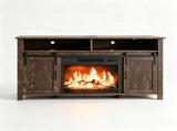 Rotten Wood Finish Fireplace TV Stand, 147.5*39*76cm, Embossed Particle Board with Melamine Foil, 46705287