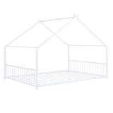 Full Size Metal House Bed, White 28350258