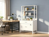 Vertical File Cabinet, 2-Drawer Filing Cabinet with Open Storage Shelves 53330321