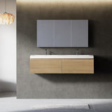 60'' Floating Bathroom Vanity Sink Combo, Modern Wall-Mounted Striped Bathroom Storage Cabinet W1573P265204