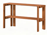 Natural Wood Folding Storage Shelf, Slatted Drainage Design Portable Display Rack for Indoor Outdoor 71835974