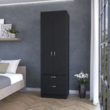 Tall Mayer Wardrobe in Melamine with Two Doors and Two Drawers B128P203059