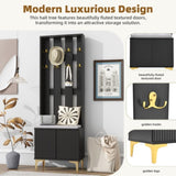 ON-TREND Modern Luxury 4-in-1 Hall Tree with Cushion, Versatile Coat Rack with 8 Gold Hooks and N721P192814B