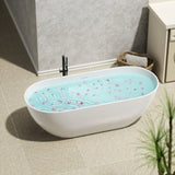 69" Freestanding Solid Surface Bathtub, Luxury Handcrafted Stone Resin Freestanding Soaking Bathtub W1573P178583