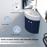 Corner Bathroom Vanity Sink Combo for Small Space Wall Mounted Cabinet Set, Ceramic Sink W99990112