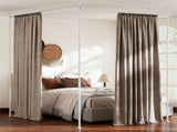 Drill-Free L-Shaped Room Divider Curtain Rod, Adjustable 28"-142"W x 4-10 ft H Heavy-Duty Partition 03193391