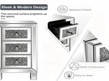 () 3-Drawer Nightstand with Crushed Diamond Drawer Fronts MDF Drawer Unit with 48304302