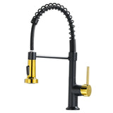 Commercial Black and Gold Kitchen Faucet with Pull Down Sprayer, Single Handle Single Lever Kitchen W1932P172321