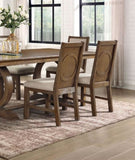 ZNTS Transitional Style 2pcs Side Chairs Rustic Oak Solid wood Beige Fabric Dining Room Furniture Chair B011P197294