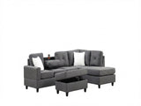 Modern Charcoal L-Shaped Sectional Sofa, Contemporary Upholstered Living Room Couch, Deep B2771P498532