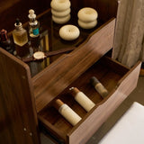 3 in 1 Vanity Desk with Flip Top Mirror, Small Make Up Vanity Set with Visible Glass Desktop, T3685P338703