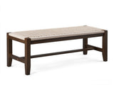 40 Inch Dining Bench, Solid Rubber Wood Frame with Hand-Woven Paper Rope 93350034