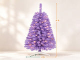 Purple Small Pre Lit 4 Foot Christmas Tree with 50 Warm White LED, Flame Retardant PVC Foliage, 45006795
