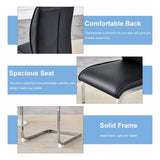 Luxury Simple Arch Chair - Set of 2 Black PU Material High Resilience Dining Chair with Arched Metal W1151P154868
