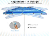 8 Ft Beach Umbrella With UV Protection 16-Ribbed Windproof Frame 67702970