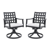 Modern Classic Outdoor Patio Cast Aluminum 2PCs Dining Swivel Rockers with Textured Ember Black W1886P272352