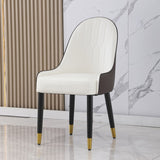 Dining Chair with PU Leather White and brown metal legs W509P167718