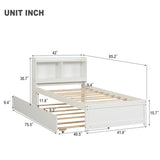 Twin Bed with Trundle,Bookcase,White W50440496