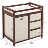 Wooden Frame Removable Top Brown Painted Pine Children's Cot with 3 Fabric Drawers 1 Fabric Bag 46422703