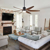 66" Vintage Ceiling Fan Lighting with Brown Blades in Integrated LED W1367121888
