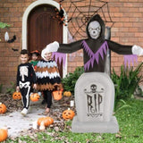 ZNTS 8ft Garden 3pcs LED String Lights Grim Reaper and Grave Inflatable Halloween Decoration 52188395