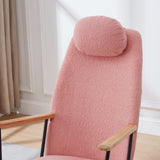 Adjustable Headrest Pillow Rocking Chair, Teddy Fabric Upholstered Glider Rocker with High Backrest, W1669P220429