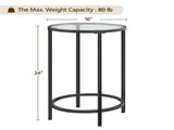 Round Metal and Glass Top Accent Table, Black 71502193