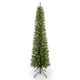 Artificial 6ft Green pencil Christmas Tree with 358 PVC Branch Tips, 150L Warm white led, Foldable 43674969