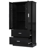 ZNTS Tall Bathroom Storage Cabinet, Cabinet with Two Doors and Drawers, Adjustable Shelf, MDF Board, N725P178675B