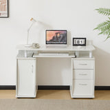 ZNTS Embossed White Particle Board with Melamine Laminate 1155574cm One-Door Three-Drawer Computer Desk 28344115