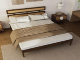 Double rattan woven headboard, Bohemian style, painted finish, pine wood, dark walnut color, Queen 63646995