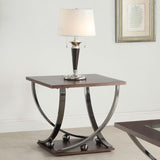 Black Nickel End Table with Bottom Shelf B062P209088