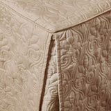 3 Piece Split Corner Pleated Quilted Bedspread Khaki Queen B035129056
