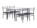 Iron Glass Dining Table and Chairs Black One Table and Four Chairs PU Cushion 36919194