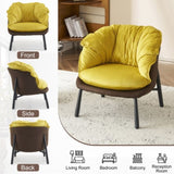 Velvet Accent Chair Barrel Chair with Metal Legs Modern Comfy Armchair Accent Reading Chair for 00937279