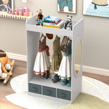 Kids Costume Organizer Costume RackKids ArmoireOpen Hanging Armoire Closet with Mirror-WHITE 27145262