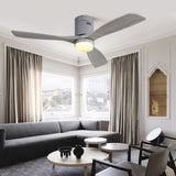 52 Inch Ceiling Fan Lights 3 Solid Wood Fan Blade Noiseless Reversible Motor Remote Control W93443059
